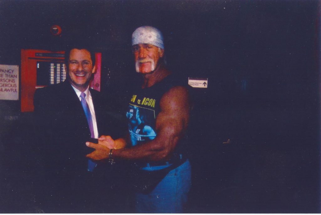 Hulk Hogan and Fox's John Brown backstage at Good Morning America.
